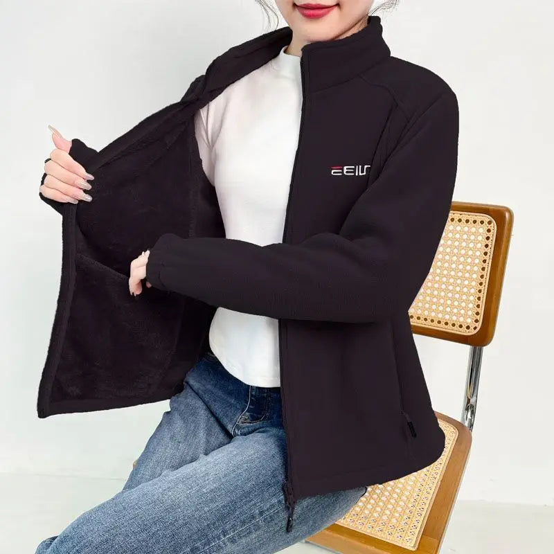 Women’s Fleece Zip-Up Jacket – Warm & Cozy Autumn/Winter Cardigan